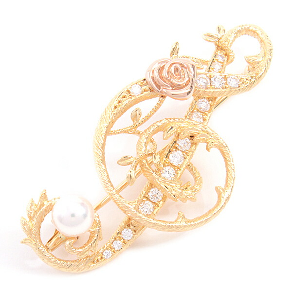 楽天市場】ミキモト ブローチ レディース K18 ト音記号 音符 バラ