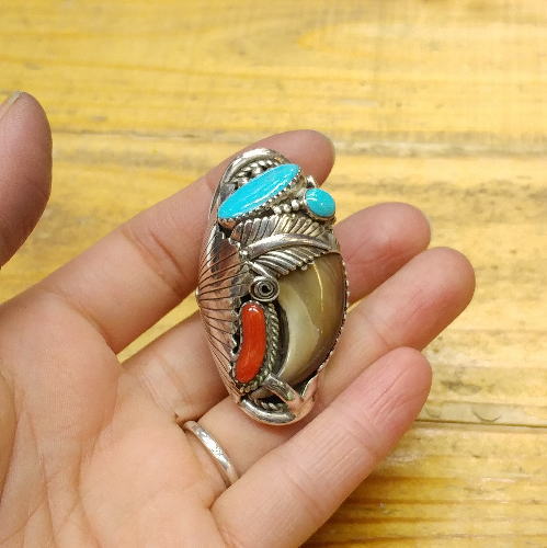 楽天市場】熊爪ターコイズ リング(指輪)16.5号【Silver925