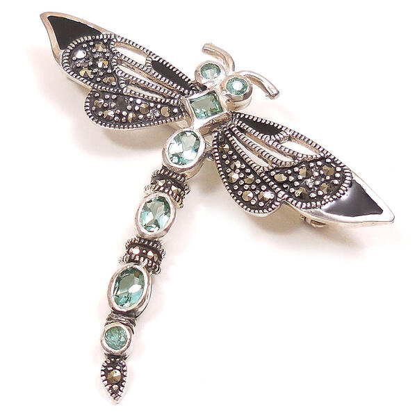 シルバー925 マーカサイト クロス デザイン ブローチ、ペンダント兼用