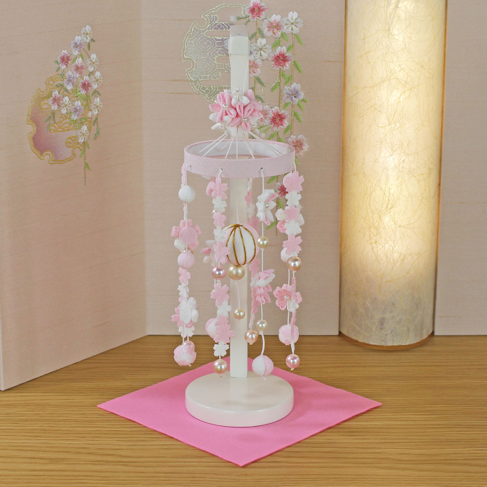 つまみ細工 吊るし飾りと雛飾りセット 雛壇 ピンク Amazon | つり台L