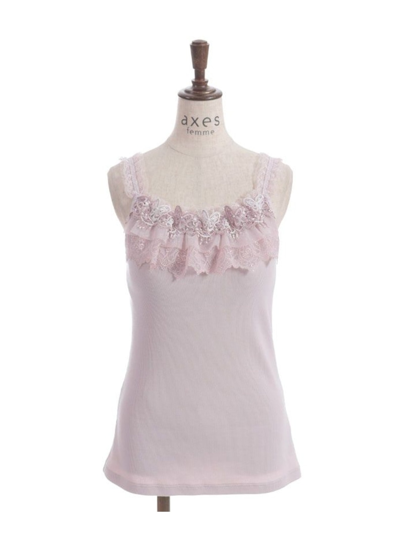 楽天市場】カップ付き蝶々レースキャミ axes femme アクシーズファム