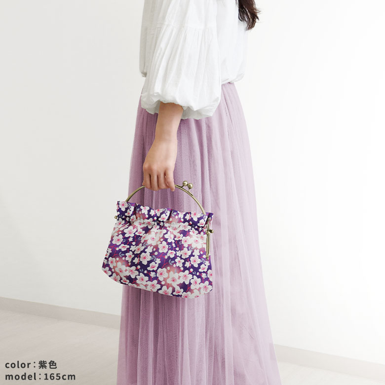 楽天市場】【在庫商品】がま口ハンドルバッグ【彩さくら】 ハンド