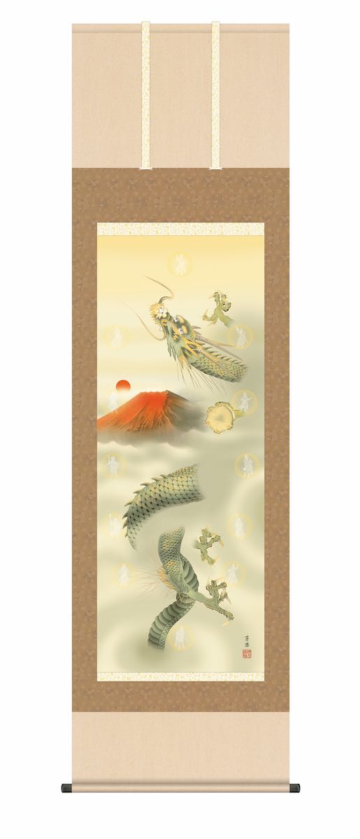 楽天市場】10年保証 掛け軸 年中掛け 十二神将昇龍図 (じゅうにしん