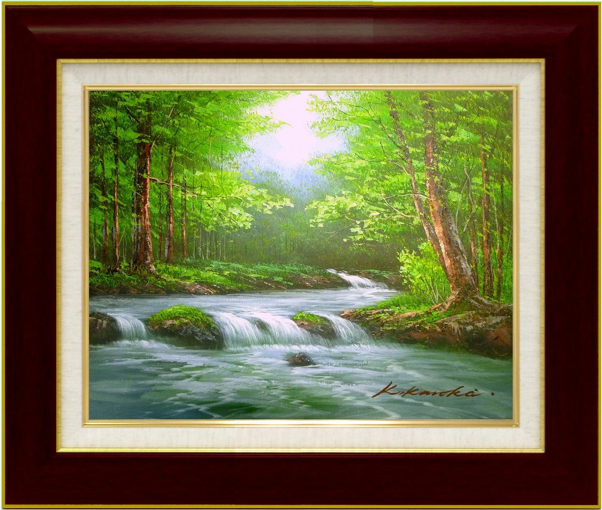 楽天市場】手描き油絵 黒木 啓 奥入瀬1 F10 画家本人手描き絵画/額入り