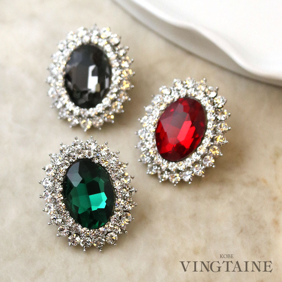 楽天市場】ブローチ ビジュー カラー ストーン オーバル 煌めき