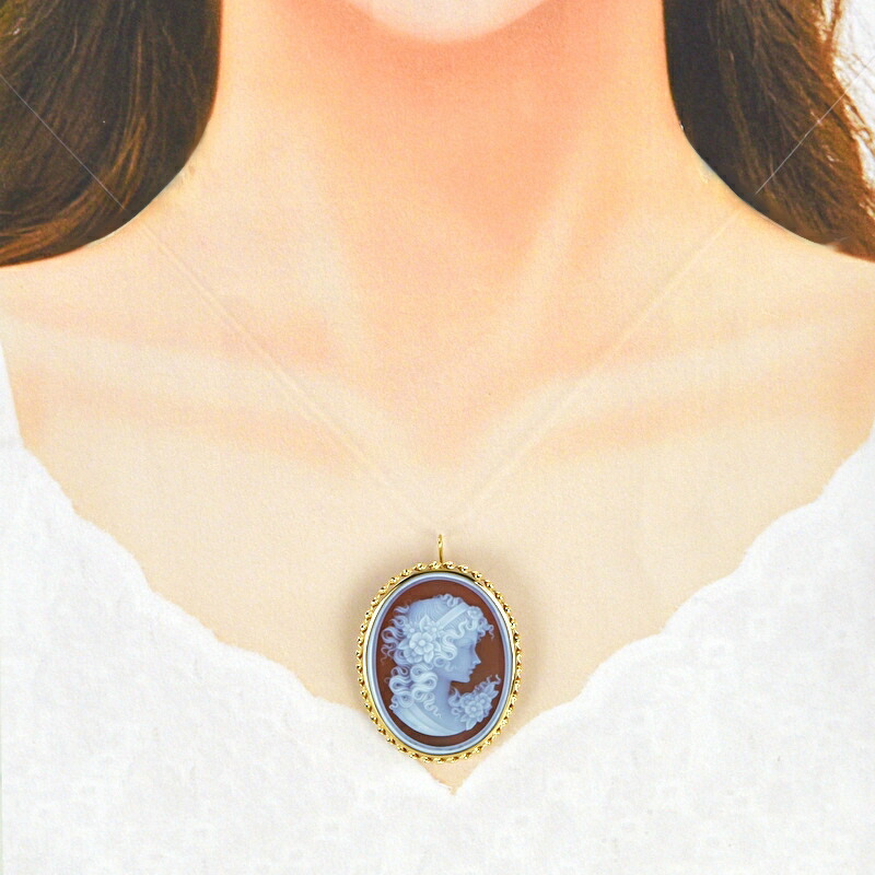 楽天市場】ストーンカメオ 2WAYブローチ ペンダントトップ ブラウン系