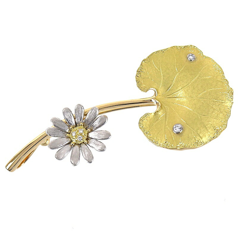 楽天市場】石川暢子 アズタイム ブローチ 蕗 花 ダイヤ入り K18YG×WG
