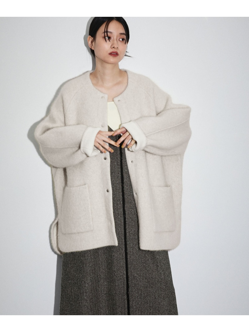 楽天市場】ダブルフェイスファーミドルニットカーディガン ADAM ET