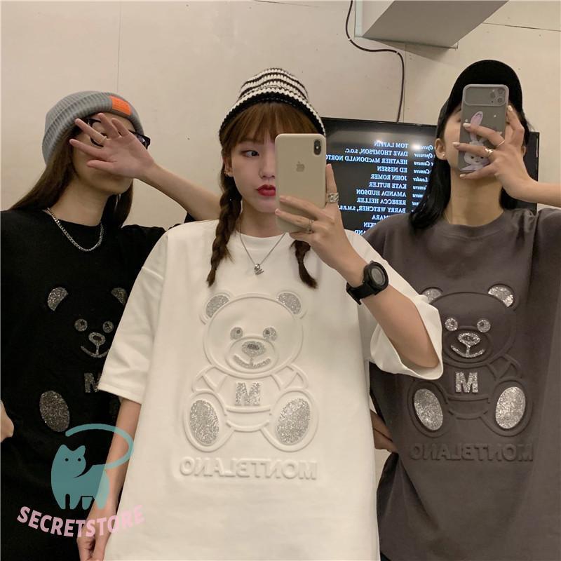 楽天市場】Tシャツ レディース 3D 小さなクマ 半袖 夏 ゆるい トップス