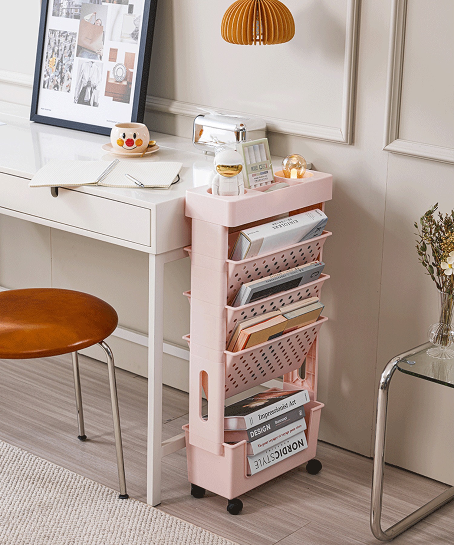 楽天市場】マガジンラック スリム キャスター 本棚 棚 移動 小物収納