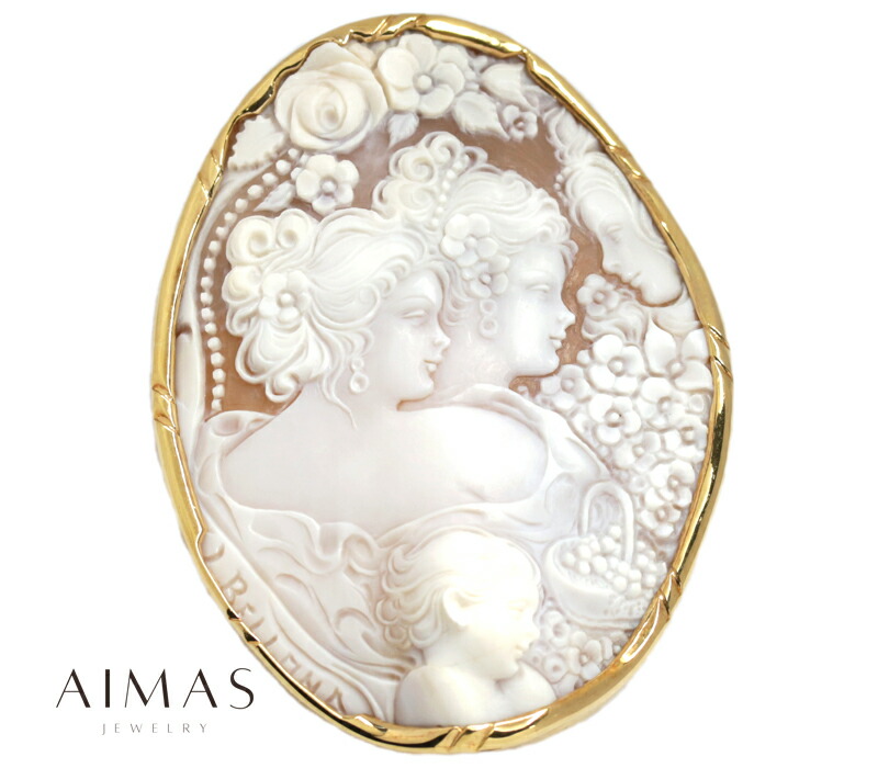 楽天市場】＜作家物＞シェルカメオ 約H 71.1mm×W 52.9mm ブローチ