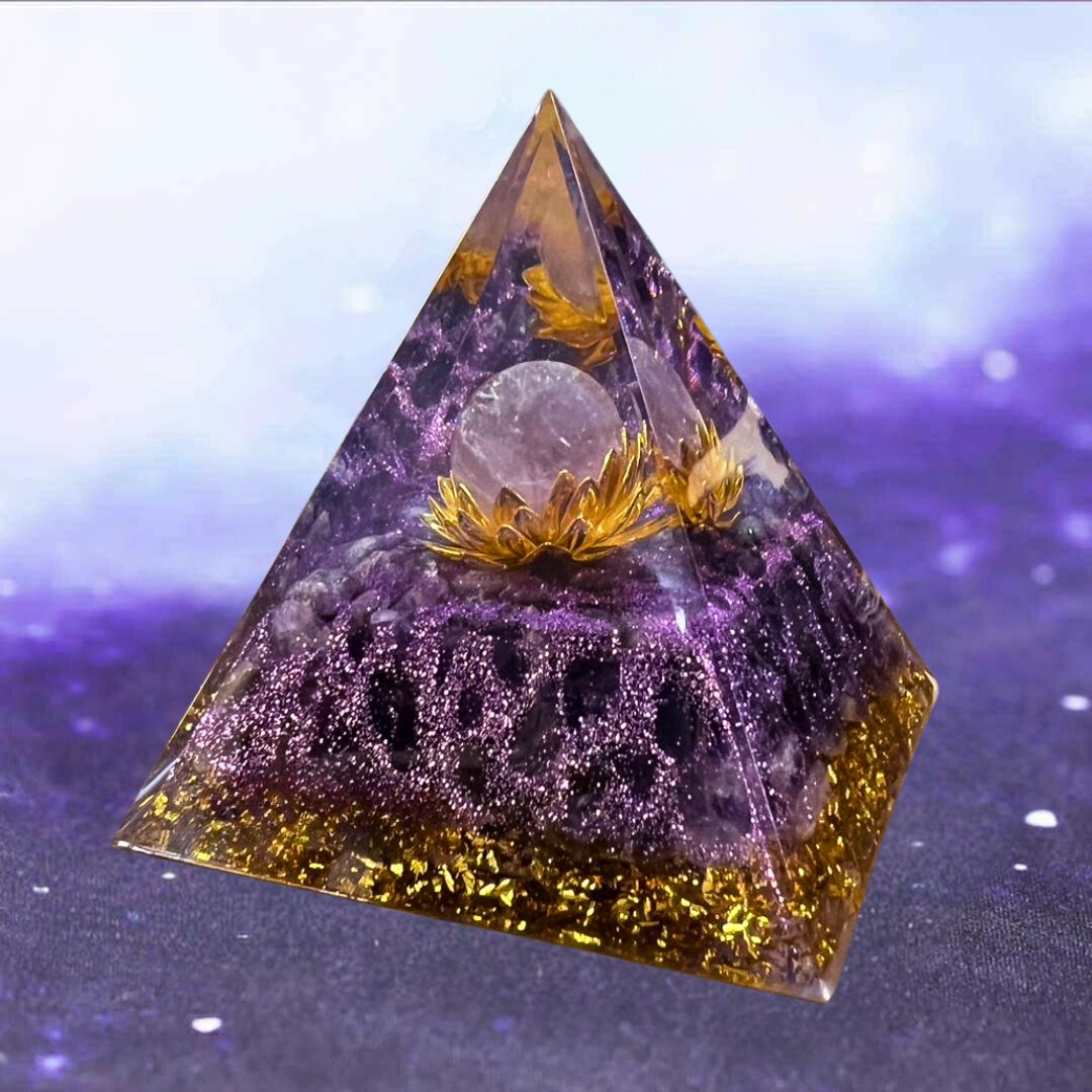 楽天市場】【置き配配送】 オルゴナイト 蓮の花モチーフ 紫 球体