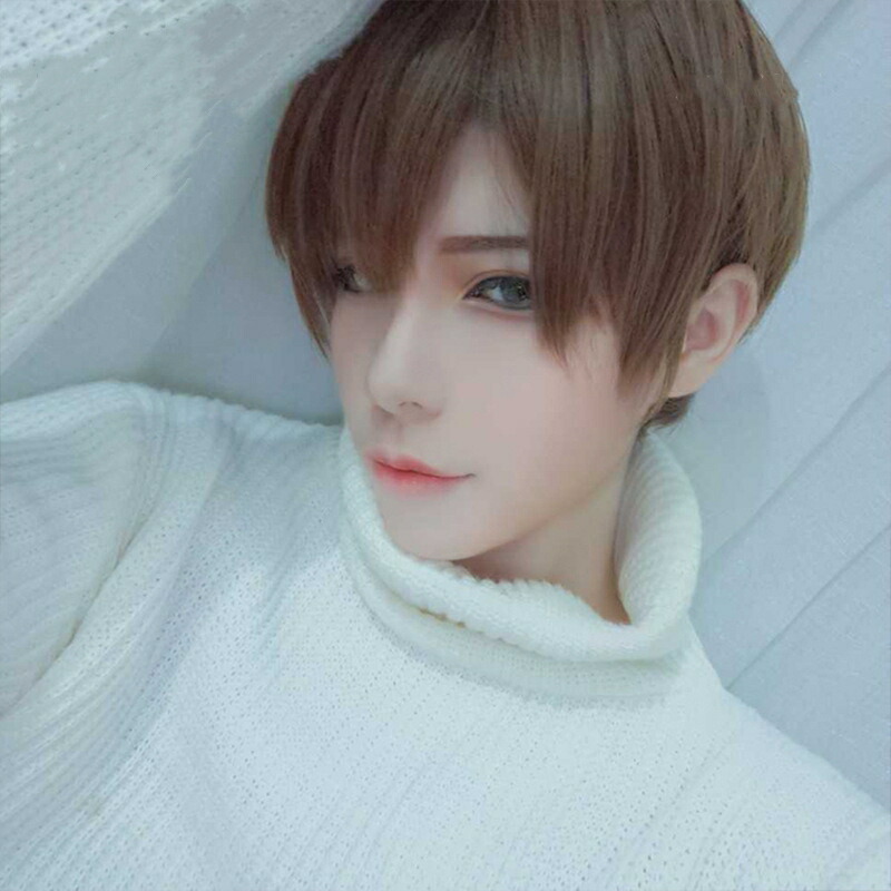 楽天市場】ウィッグ グレー ブラック 亜麻色 メンズ自然フルウィッグ