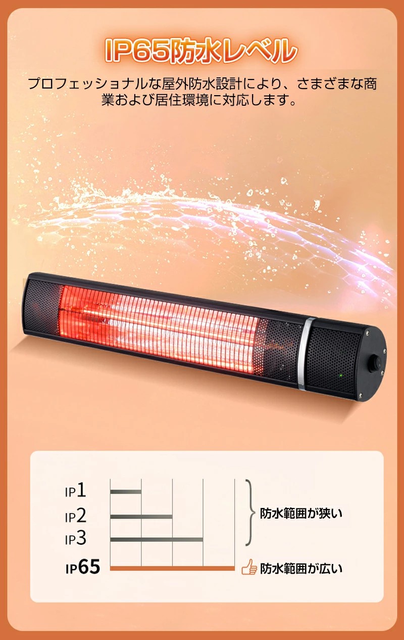 楽天市場】強力推薦☆電気ヒーター 電熱赤外線ヒーター IP65防水 暖房