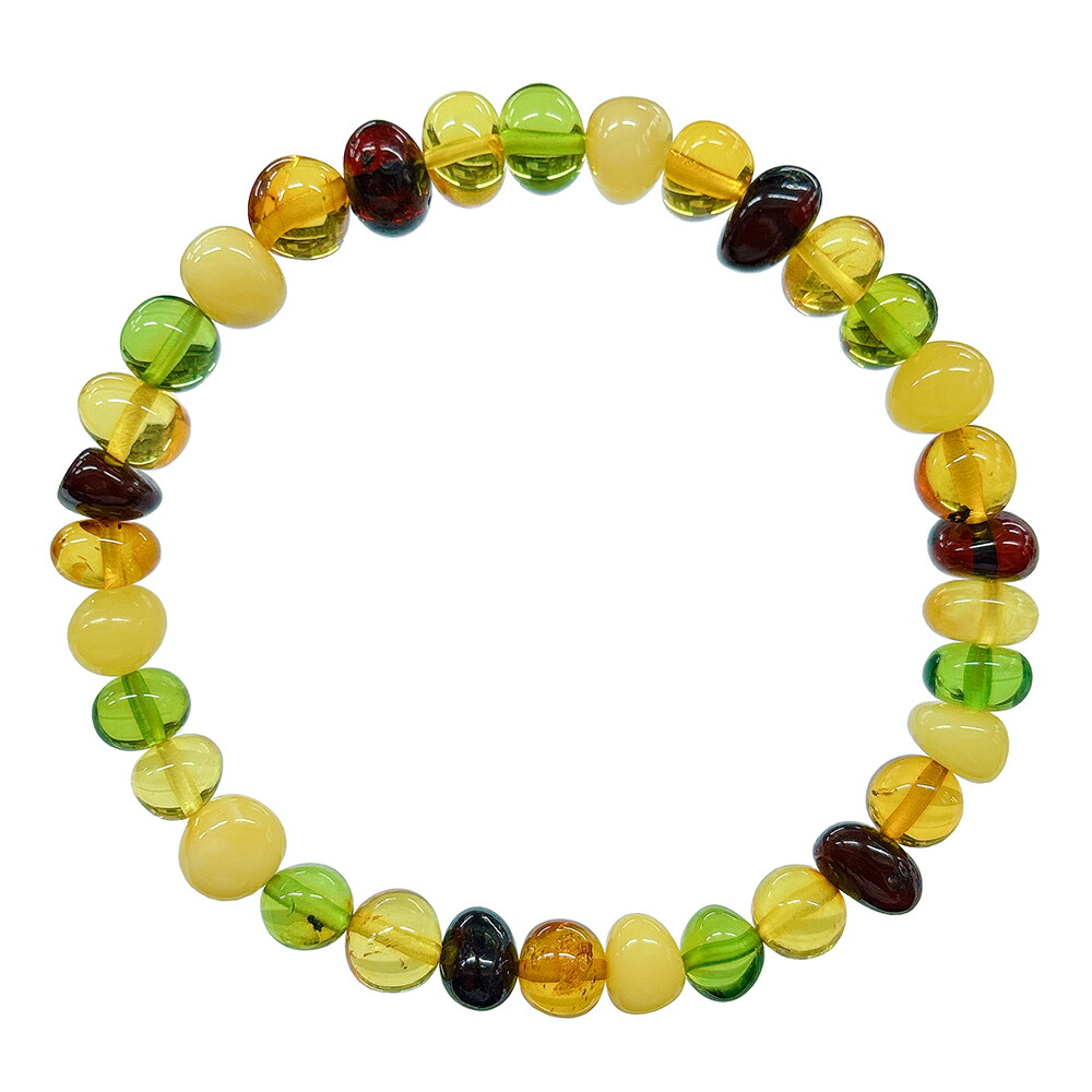 くんく】天然琥珀バルティックアンバーのゴムブレスレット くんく