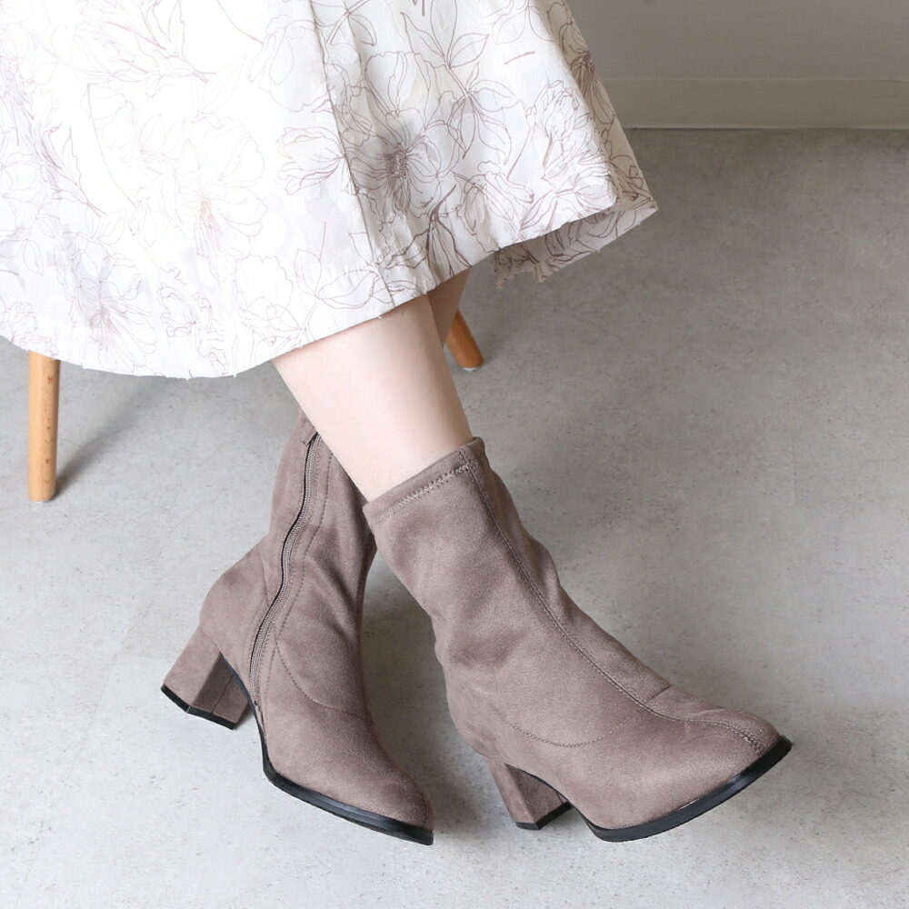 楽天市場】美脚魅せ スエード ショートブーツ ショートブーツ ブーティ