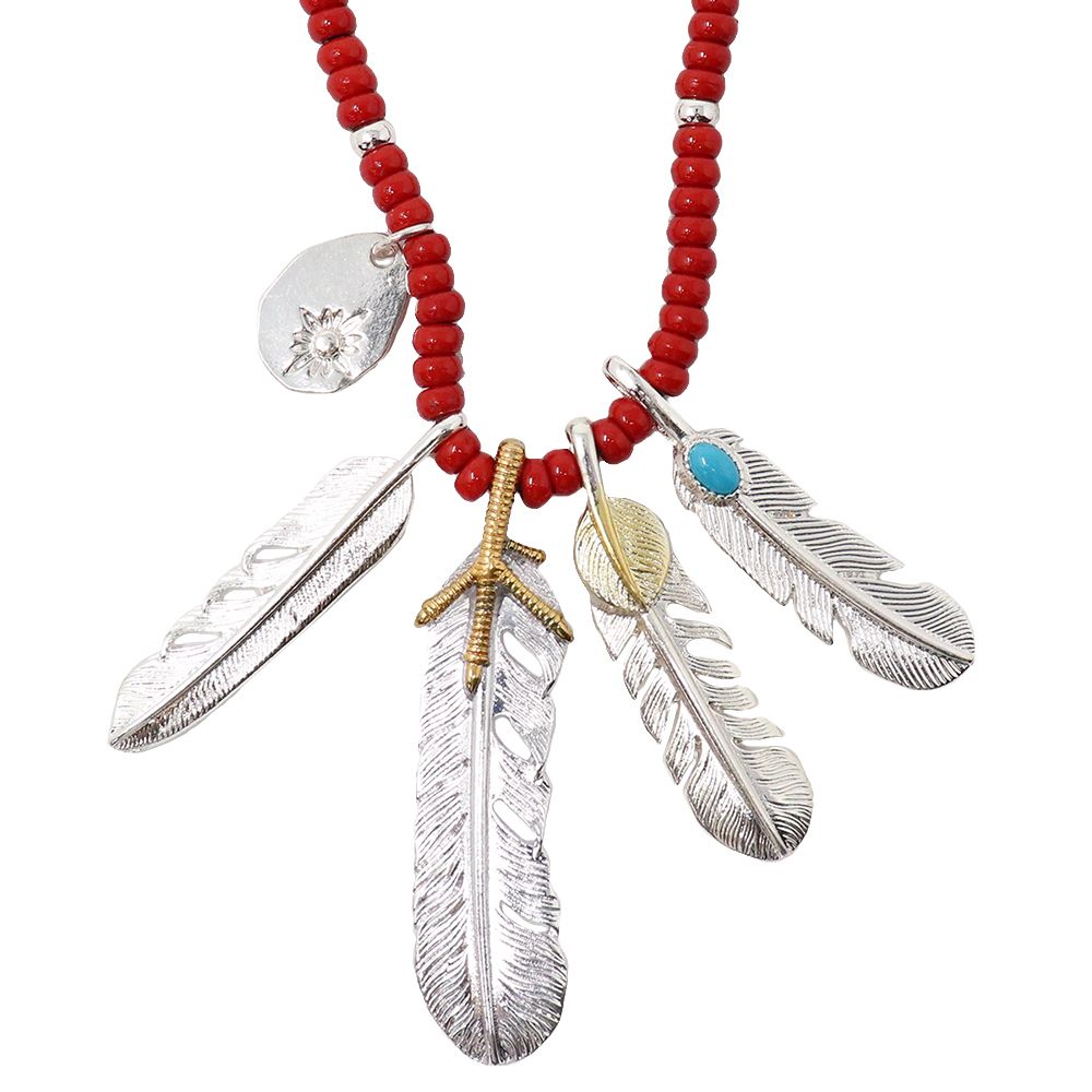 楽天市場】ネイティブ アメリカン ネックレス レザー フェザー ビーズ
