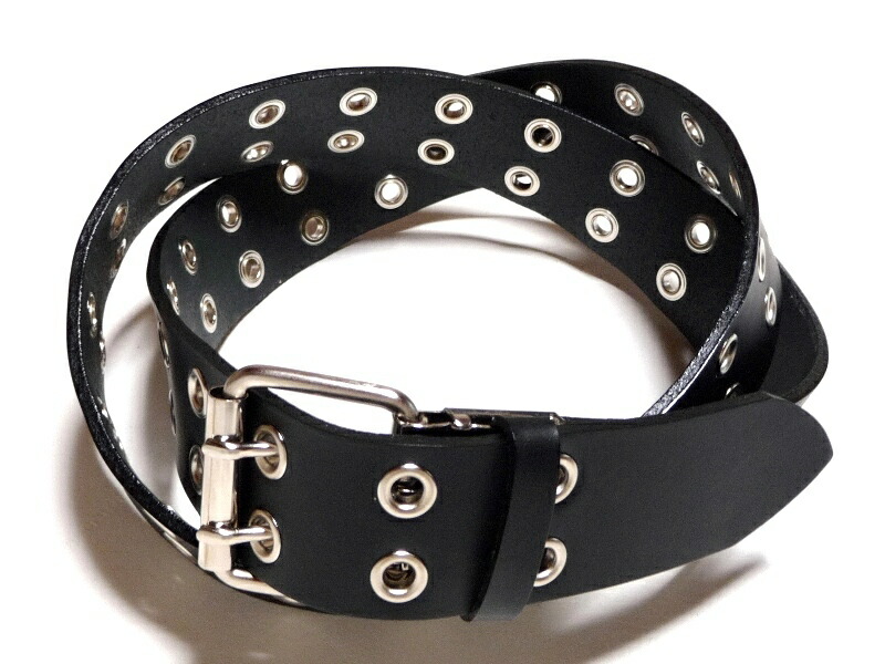 楽天市場】40ミリ ブラックオイルレザー ダブルアイレットベルト Ni一