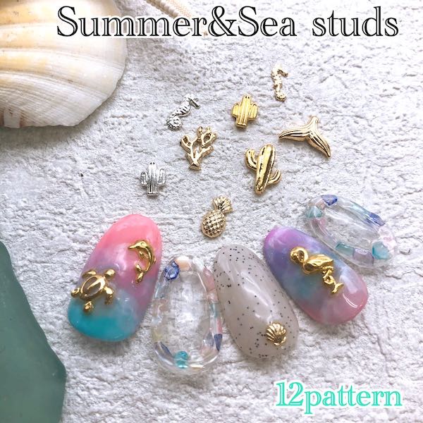楽天市場】【☆SummerNail☆】[サマー＆シースタッズ 12種類 10個入り