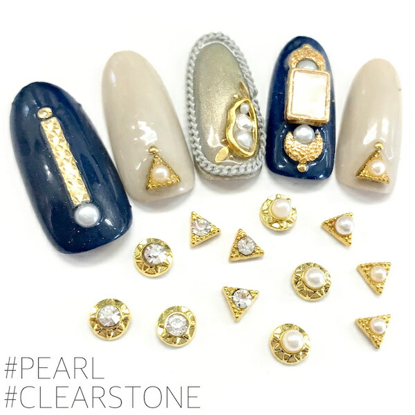 楽天市場】ネイルパーツ[スタッズ クリアストーンorパール付デコパーツ
