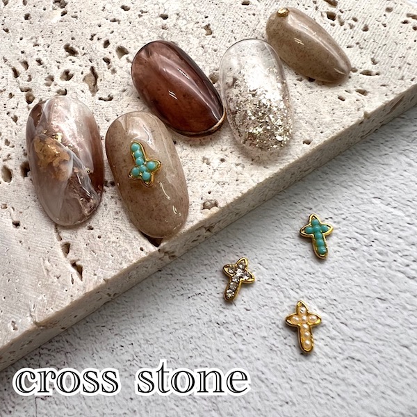 楽天市場】[クロスストーン(ゴールドフレーム) 5個入り $q1] ネイル