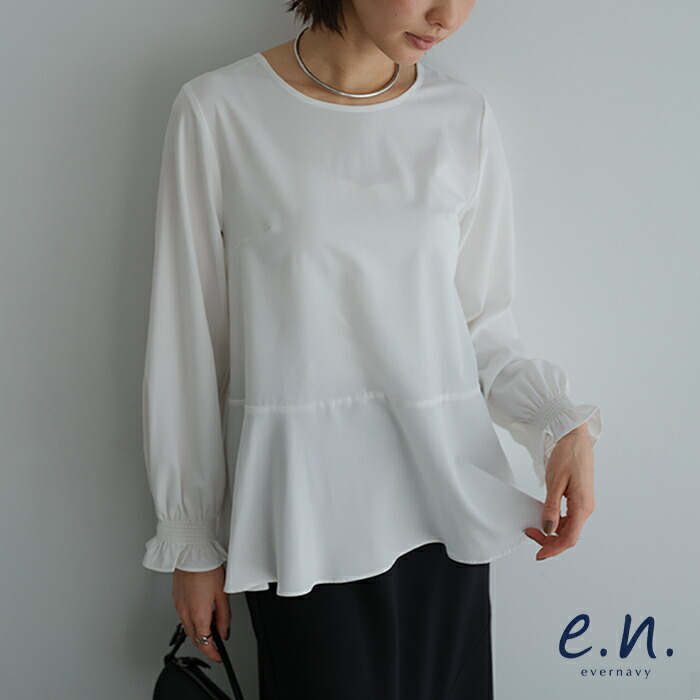 楽天市場】evernavy エバーネイビー ペプラム ブラウス レディース