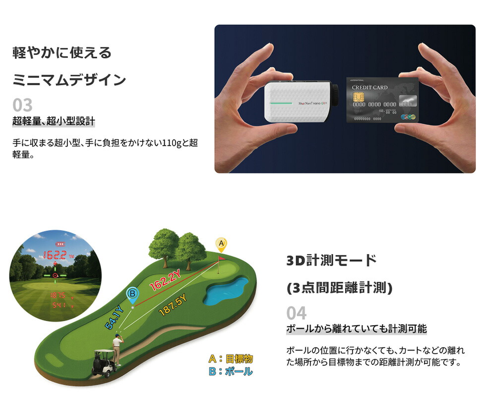 楽天市場】【新製品】ShotNavi nanoGR PLUS / 日本製 3点間計測 1312yd