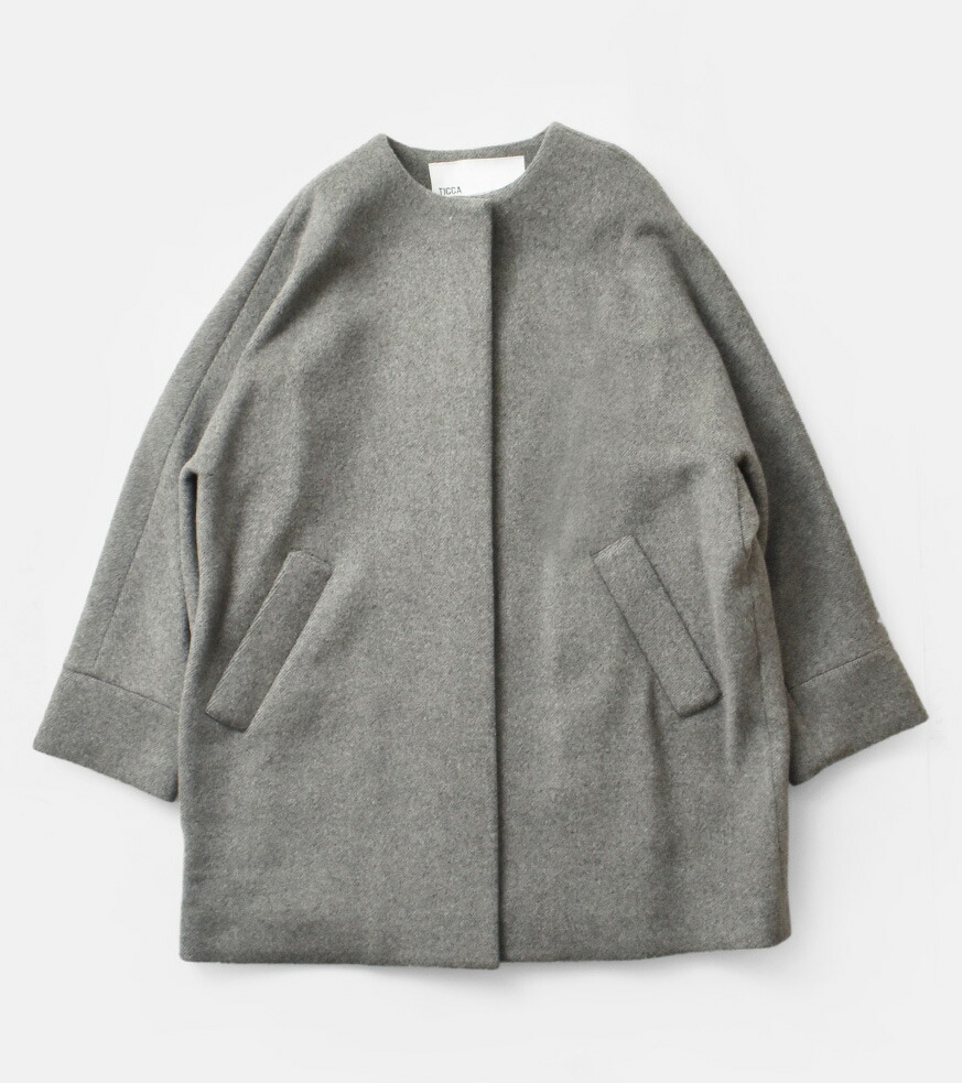 楽天市場】TICCA ティッカ ウール ノーカラー テント コート tbea-244