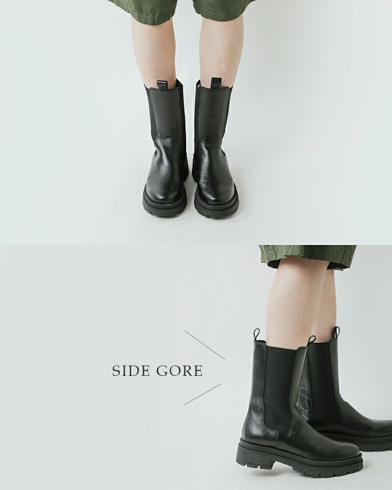 楽天市場】eness エネス レザー サイドゴア ミドル チェルシー ブーツ