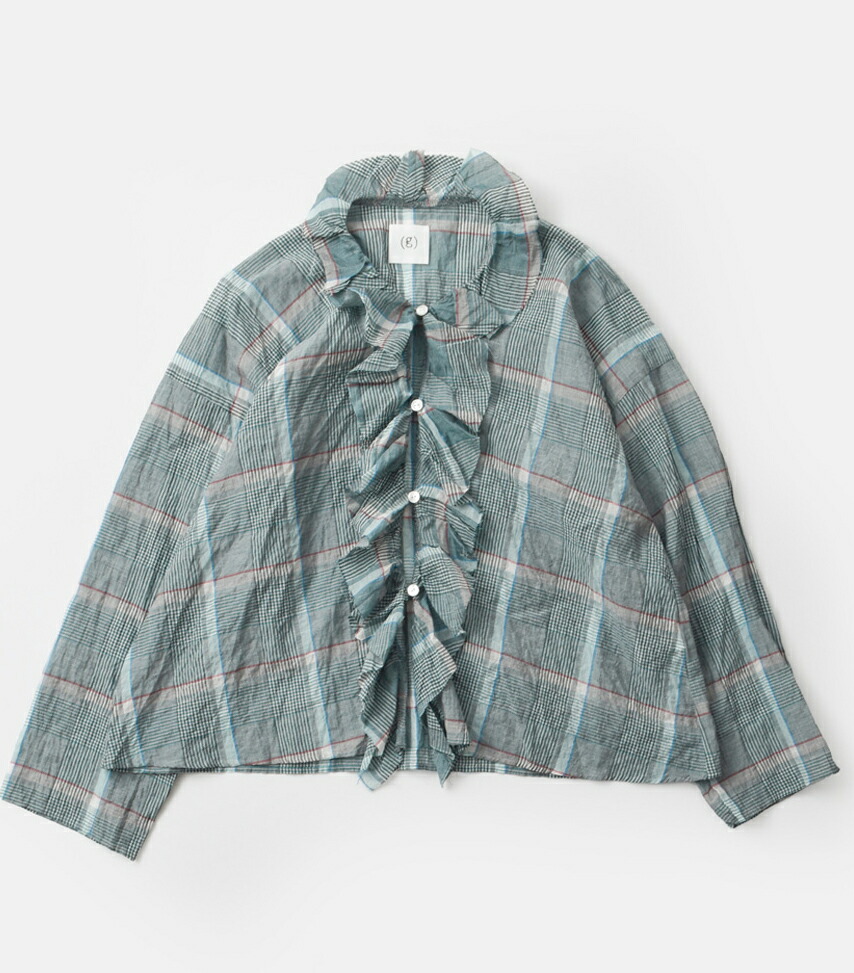 楽天市場】g グラム コットン シルク チェック フリル トリム ブラウス