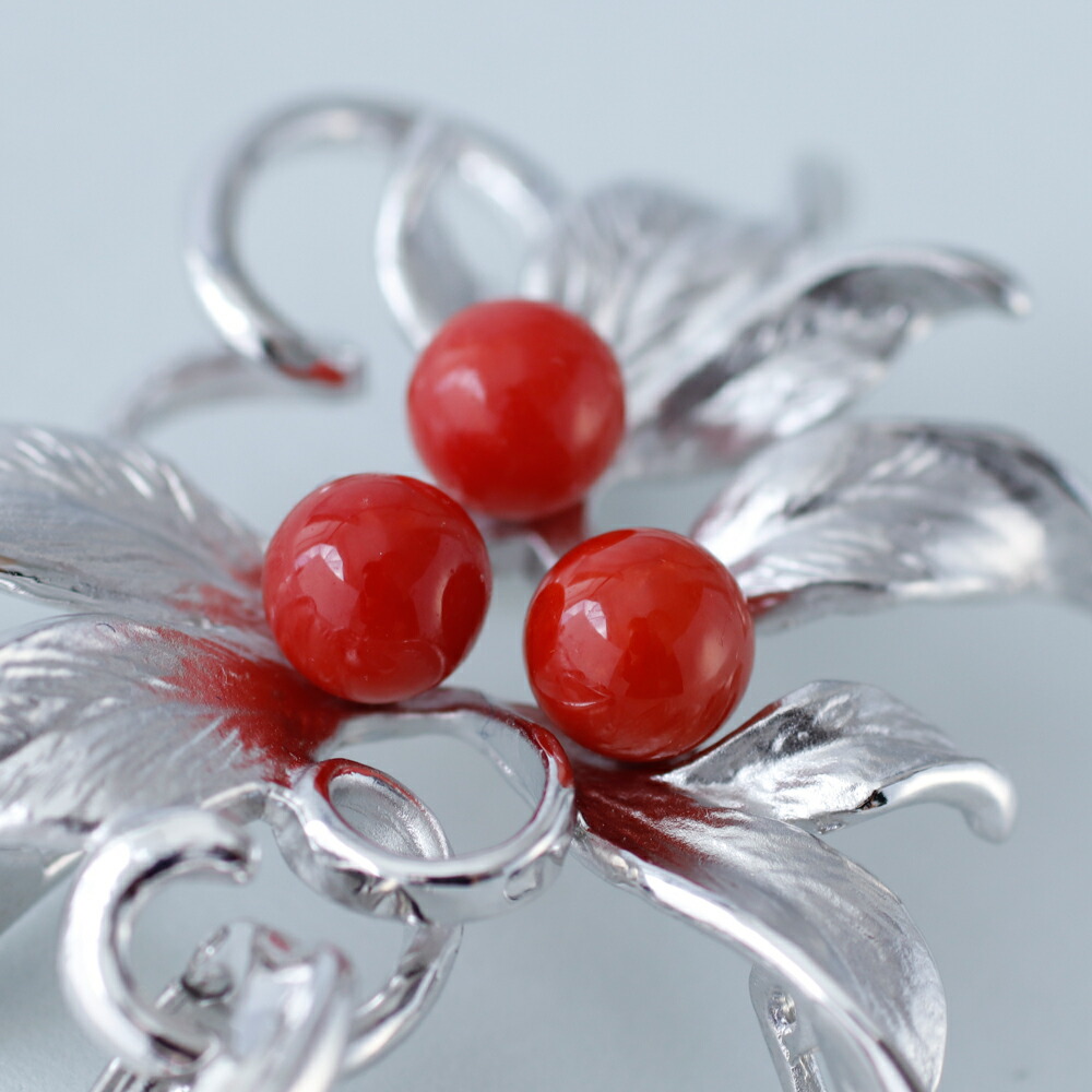 楽天市場】≪1年保証付き≫ 赤珊瑚丸玉シルバー 上品 希少 貴重 大人