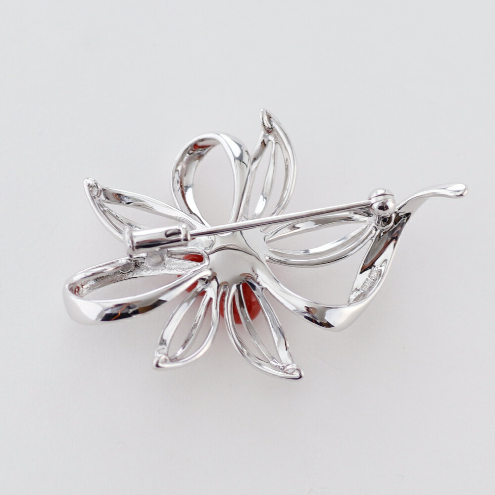 楽天市場】≪1年保証付き≫ 赤珊瑚丸玉3個付きSVブローチ 3月 誕生石