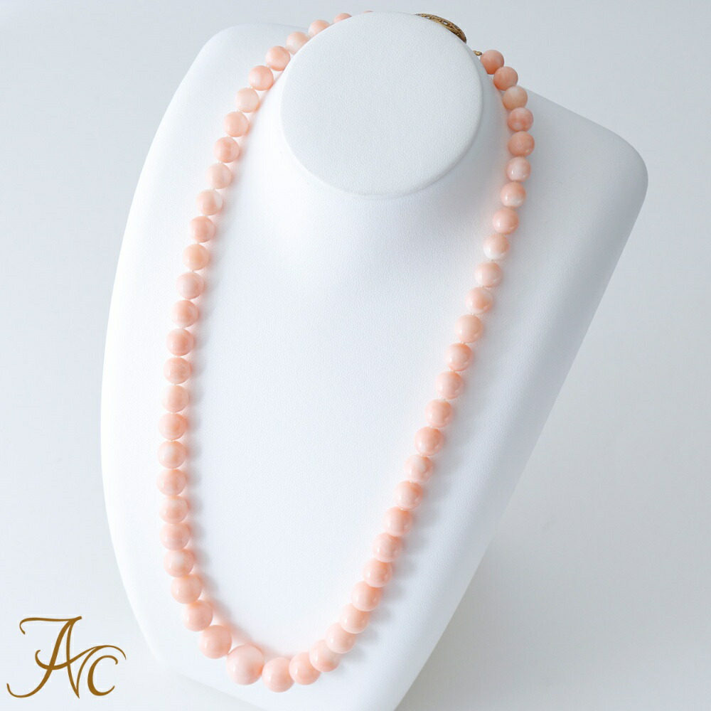 楽天市場】≪1年保証付き≫ 本ボケ珊瑚7.5〜13.5ミリ玉55センチK18