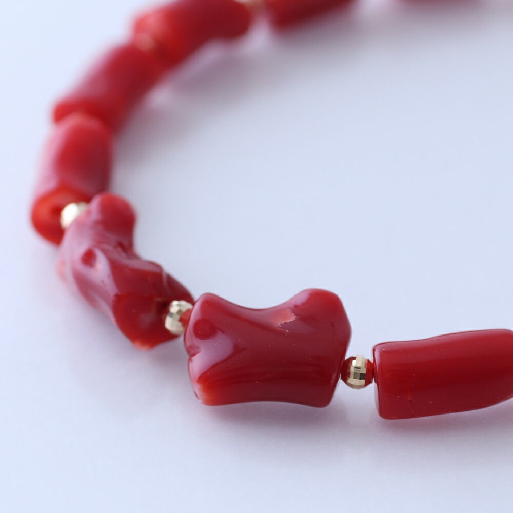 楽天市場】≪1年保証付き≫ 日本産血赤珊瑚＜枝＞K18 18WGブレスレット