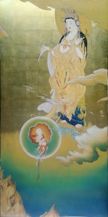 楽天市場】漆絵 狩野芳崖の名作_悲母観音 NH164 : 絵画制作専門