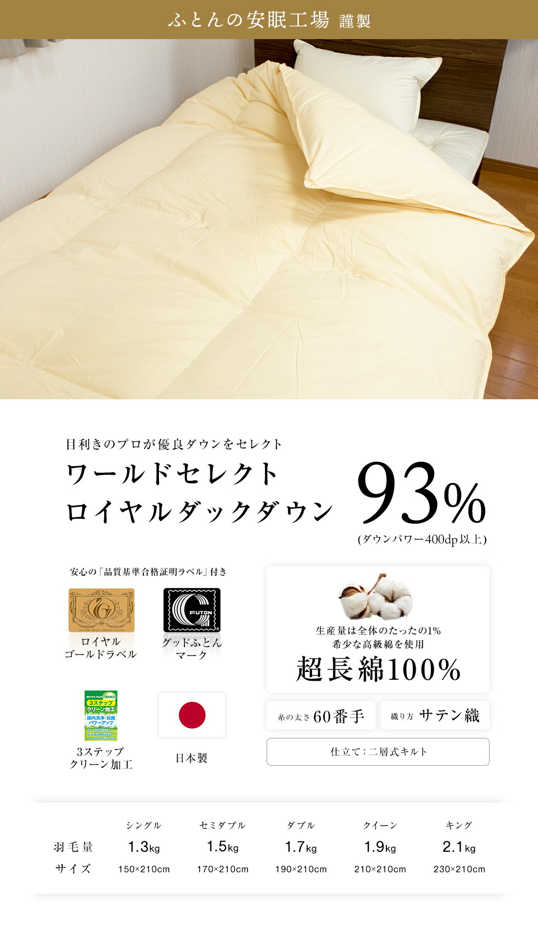 楽天市場】【楽天SS 10%OFF 3/4 20:00開始】高級 羽毛布団 二層式