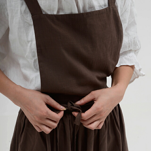 楽天市場】ロング エプロンワンピース ポケット付き コットン 前掛け