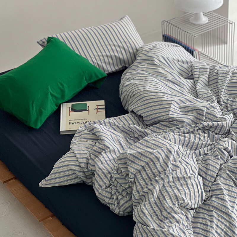 楽天市場】white×blue クラスターストライプ 布団カバーセット【ART OF