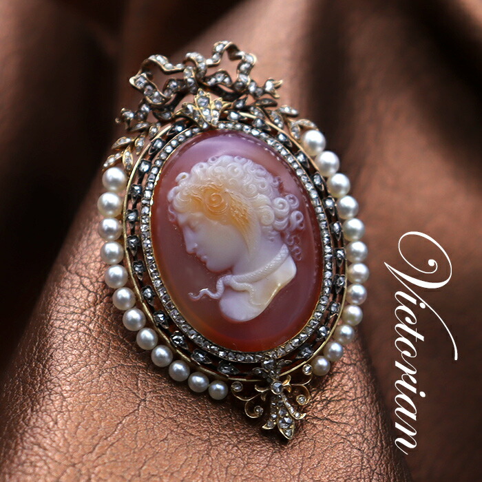 楽天市場】アンティークカメオ 18金ダイヤ＆本真珠 メドゥーサ MEDUSA