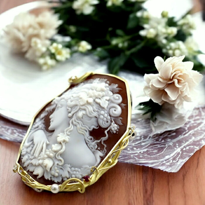 楽天市場】カメオブローチ＆ネックレス 18金 女神バッカンテ 女性人物