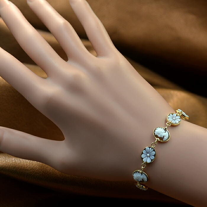 楽天市場】カメオブレスレット 小さなシェルカメオ9作品使用 女性人物