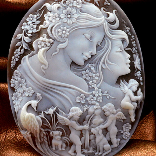 楽天市場】カメオ 特大 100mm アートカメオ 女性像 エンジェル 動物