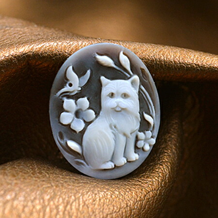 楽天市場】カメオ 可愛いネコちゃん お花 人気の動物シリーズ 「猫