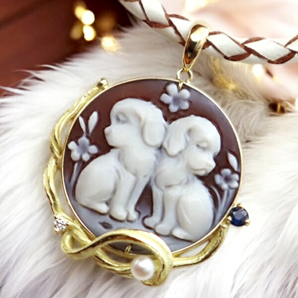 楽天市場】カメオネックレス ワンちゃん 犬 18金ゴールド デザイナーズ
