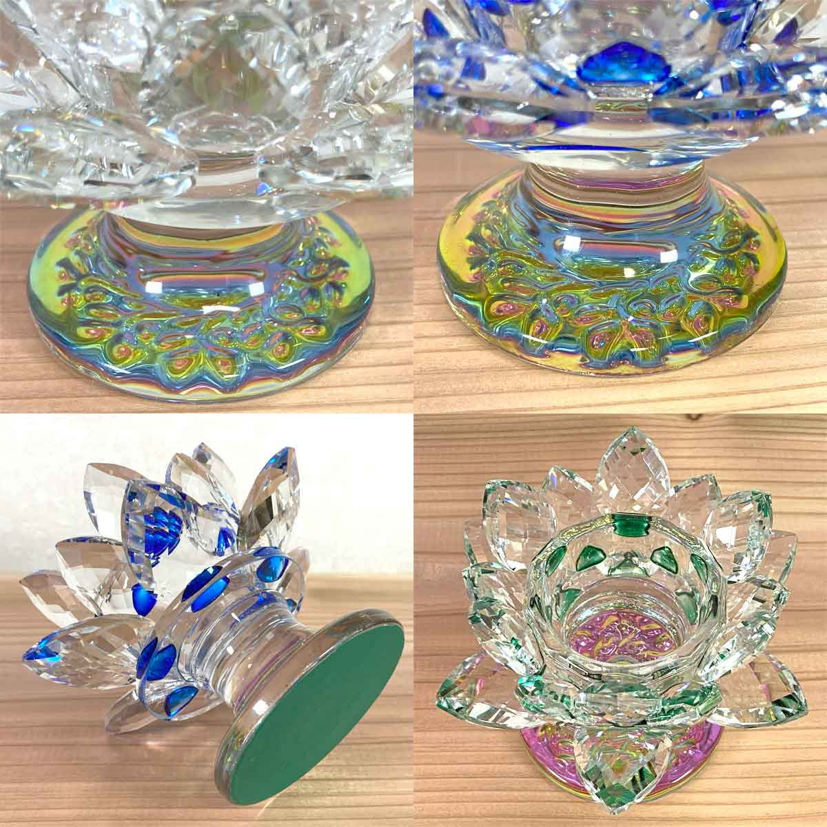 楽天市場】蓮の花 置物 ショート キャンドル スタンド クリスタル