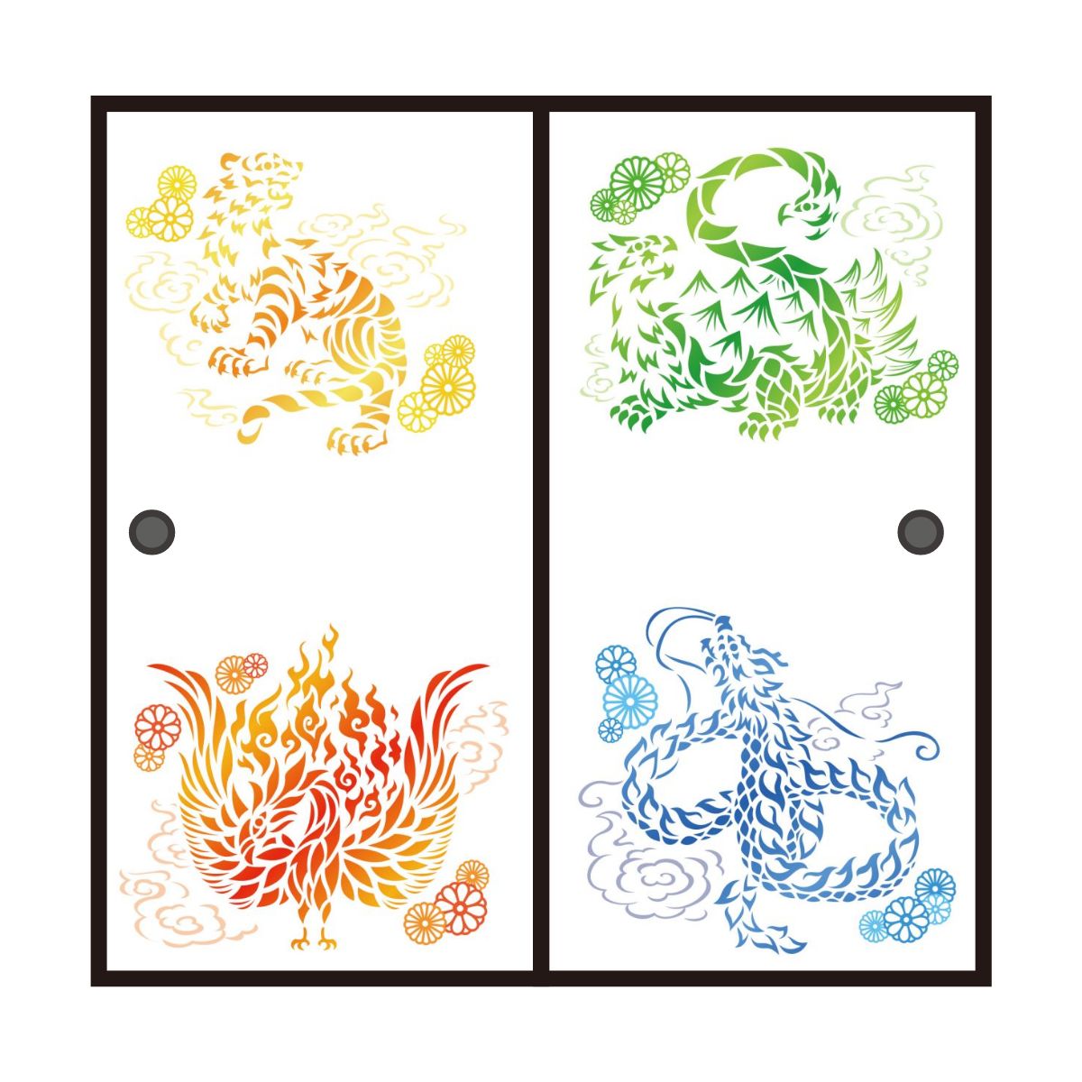 あ*読様 ドラゴンと炎の和風掛軸 あ*読様 ドラゴンと炎の和風掛軸