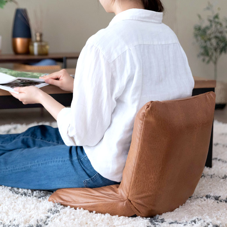 楽天市場】座椅子 フロアソファ キャメル ブラウン 1人掛け コンパクト