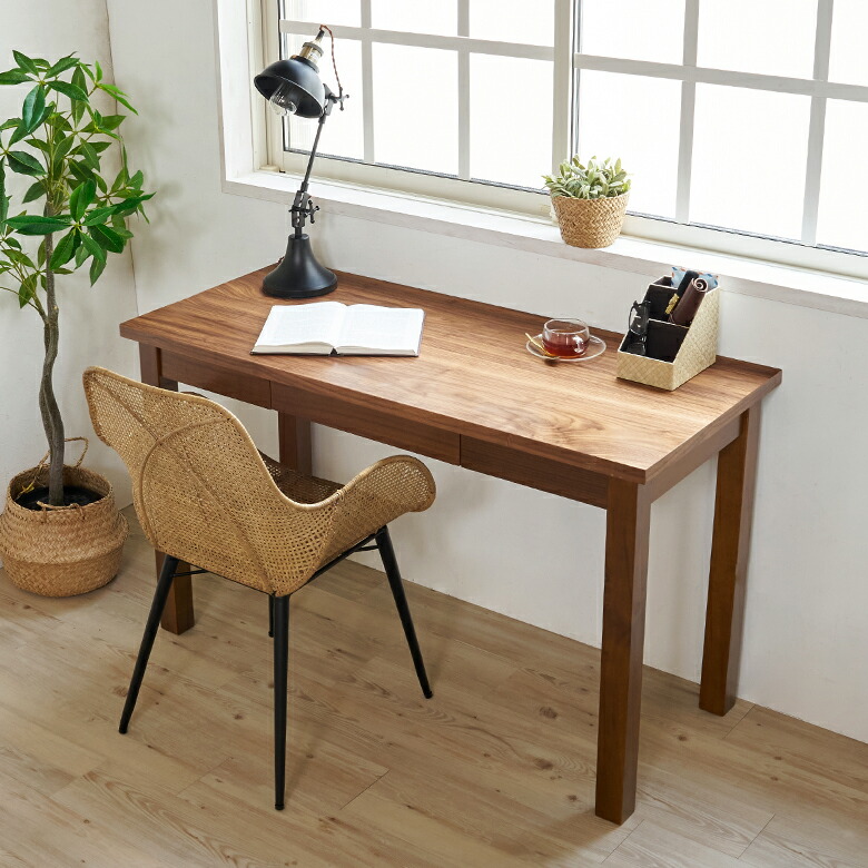 楽天市場】デスク 木製 W 120 × D 53 × H 72 スリム 引出し付き ウッド