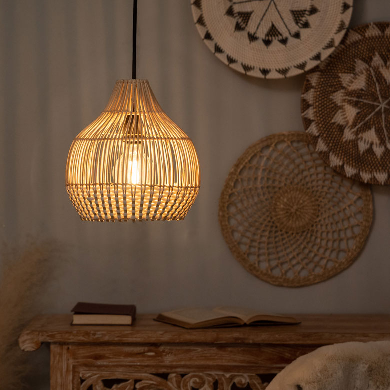 楽天市場】ペンダントライト ランプシェード 照明 ラタン 籐 バイ