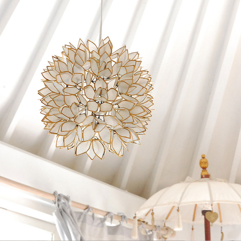 楽天市場】アジアン 照明 カピスシェルペンダントライト ホワイト色